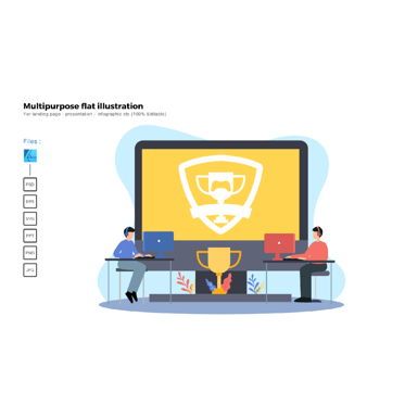 Multipurpose modern flat illustration design game online, PowerPoint模板, 05774, 信息图 — PoweredTemplate.com