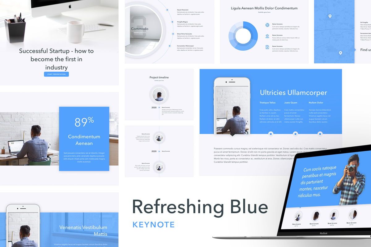 Refreshing Blue Keynote Template プレゼンテーションテンプレート