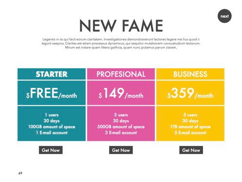 New Fame Powerpoint Presentation Template, Dia 46, 05840, Presentatie Templates — PoweredTemplate.com