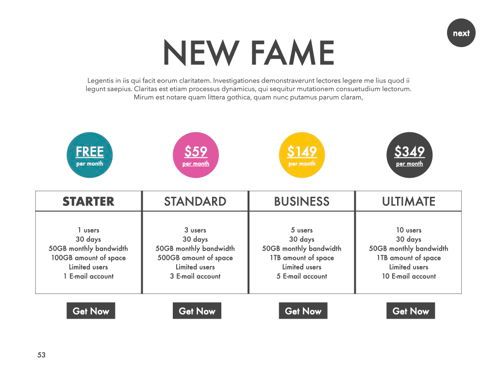 New Fame Powerpoint Presentation Template, Dia 50, 05840, Presentatie Templates — PoweredTemplate.com