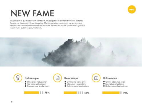 New Fame Powerpoint Presentation Template, Dia 55, 05840, Presentatie Templates — PoweredTemplate.com