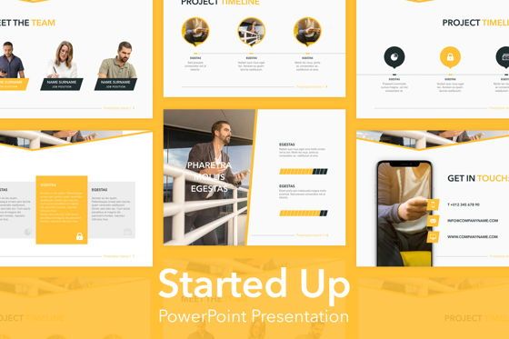 Started Up PowerPoint Template, Modelo do PowerPoint, 05855, Modelos de Apresentação — PoweredTemplate.com