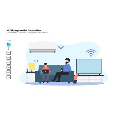 Multipurpose modern flat illustration design smart home, 05869, Infographics — PoweredTemplate.com