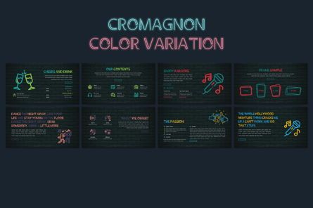 Cromagnon - Creative Neon Powerpoint Template, Diapositiva 14, 05887, Plantillas de presentación — PoweredTemplate.com
