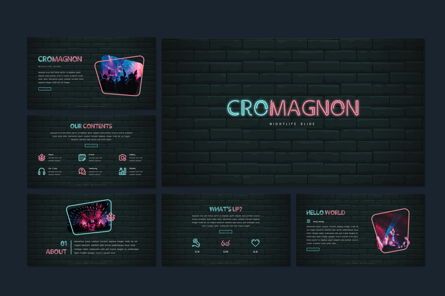 Cromagnon - Creative Neon Powerpoint Template, Diapositive 7, 05887, Modèles de présentations — PoweredTemplate.com