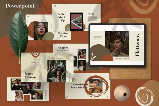 Flattener Creative Powerpoint, PowerPoint-sjabloon, 06005, Presentatie Templates — PoweredTemplate.com