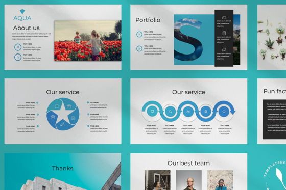 Aqua Business Google Slide, Dia 9, 06010, Presentatie Templates — PoweredTemplate.com