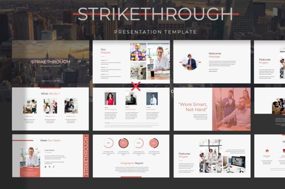 Strikethrough Business Google Slide, Google幻灯片主题, 06044, 演示模板 — PoweredTemplate.com