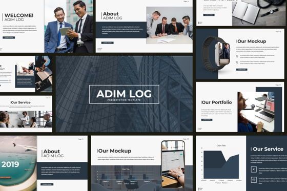 Adim Log Business Powerpoint, PowerPoint Template, 06068, Presentation Templates — PoweredTemplate.com