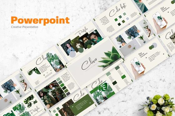 Clover Creative Powerpoint, Templat PowerPoint, 06131, Templat Presentasi — PoweredTemplate.com