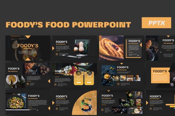 Foody Creative Powerpoint, Plantilla de PowerPoint, 06161, Plantillas de presentación — PoweredTemplate.com