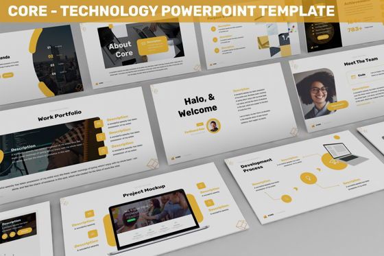 Core - Technology Powerpoint Template, PowerPoint Template, 06247, Business Models — PoweredTemplate.com