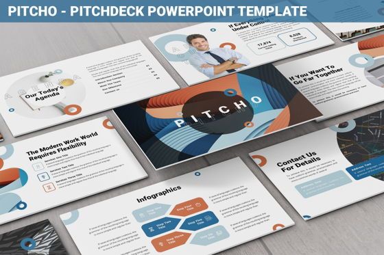 Pitcho - Pitchdeck Powerpoint Template, PowerPoint-sjabloon, 06252, Businessmodellen — PoweredTemplate.com
