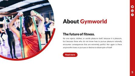 Gymworld - Fitness Powerpoint Template, Diapositiva 6, 06275, Diagramas basados en datos — PoweredTemplate.com