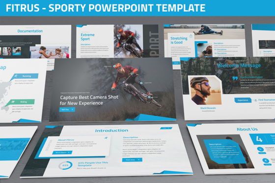 Fitrus - Sporty Powerpoint Template, Modele PowerPoint, 06285, Schémas, graphiques de données — PoweredTemplate.com