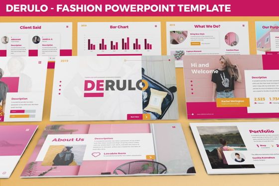 Derulo - Fashion Powerpoint Template, PowerPoint-sjabloon, 06371, Datagestuurde Diagrammen — PoweredTemplate.com