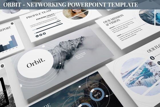 Orbit - Networking Powerpoint Template, 06376, Model Bisnis — PoweredTemplate.com