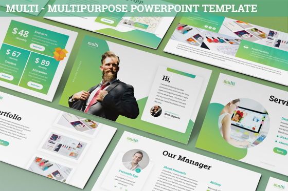 Multi - Multipurpose Powerpoint Template, Plantilla de PowerPoint, 06427, Modelos de negocios — PoweredTemplate.com