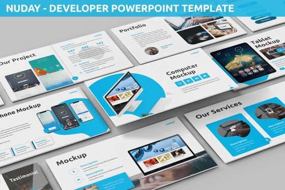 Nuday - Developer Powerpoint Template, Modelo do PowerPoint, 06439, Diagramas e Gráficos para Dados — PoweredTemplate.com