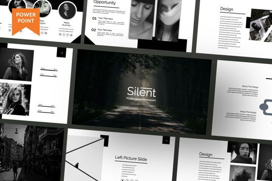 Silent Creative Powerpoint, PowerPoint-sjabloon, 06478, Presentatie Templates — PoweredTemplate.com