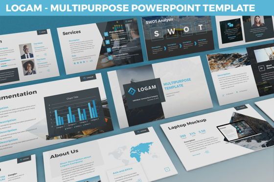 Logam - Multipurpose Powerpoint Template, 06543, Data Driven Diagrams and Charts — PoweredTemplate.com