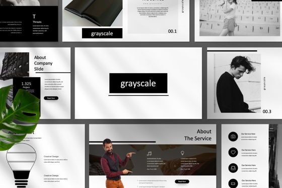 Grayscale Creative Google Slide, Slide 9, 06556, Presentation Templates — PoweredTemplate.com