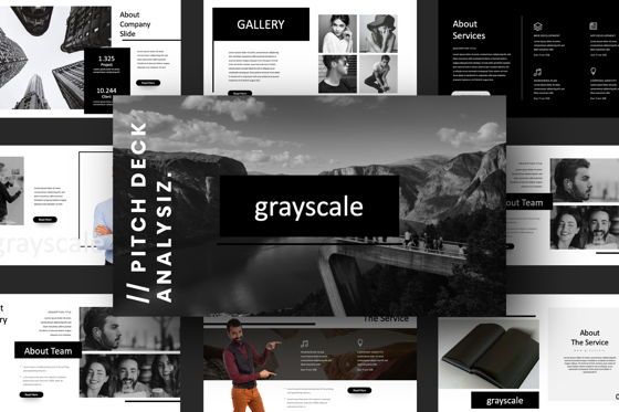 Grayscale Creative Powerpoint, Modelo do PowerPoint, 06558, Modelos de Apresentação — PoweredTemplate.com