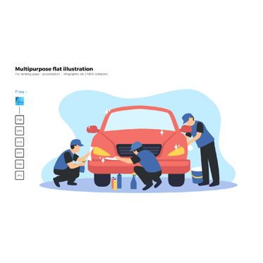 Multipurpose modern flat illustration design car spa coating service, 파워 포인트 템플릿, 06688, 인포메이션 그래픽 — PoweredTemplate.com