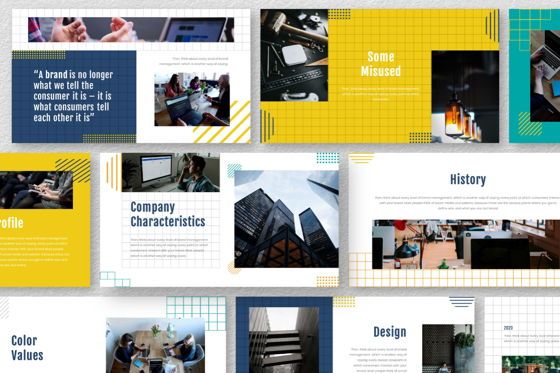 Yellue Brand Powerpoint Template, Diapositiva 9, 06767, Modelos de negocios — PoweredTemplate.com