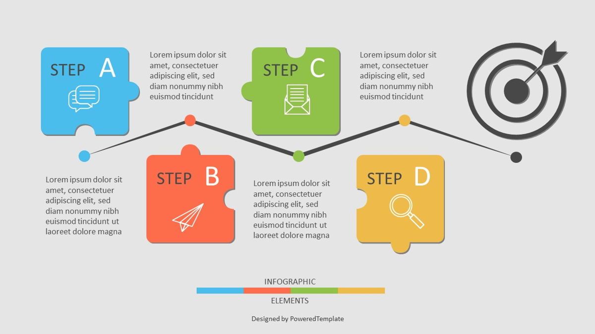 Four Puzzle Step Goal Infographic Free Presentation Template For Google Slides And Powerpoint