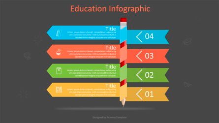 Pencil with Four Options Infographic, スライド 2, 07025, 教育＆トレーニング — PoweredTemplate.com