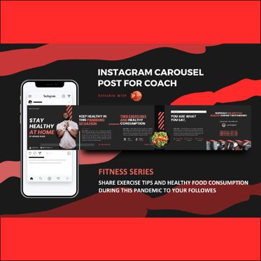 Body healthy coach - instagram carousel powerpoint template, 파워 포인트 템플릿, 07086, 인포메이션 그래픽 — PoweredTemplate.com