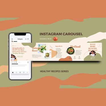 Healthy recipe for life instagram carousel powerpoint template, PowerPoint模板, 07167, 演示模板 — PoweredTemplate.com