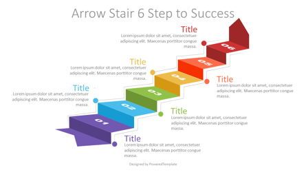 Arrow Stair 6 Step to Success Diagram, Slide 2, 07185, Infografis — PoweredTemplate.com