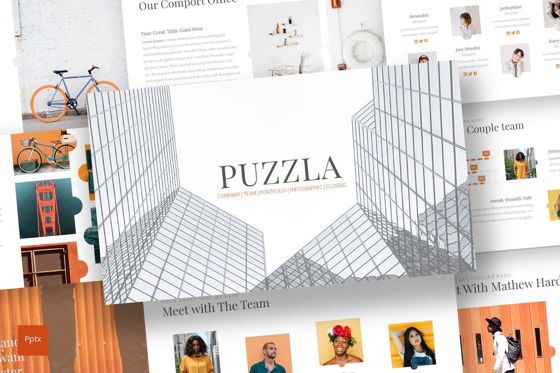 Puzzla - PowerPoint Template, 파워 포인트 템플릿, 07223, 프레젠테이션 템플릿 — PoweredTemplate.com