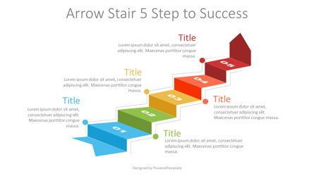 Arrow Stair 5 Step to Success Diagram, Slide 2, 07245, Process Diagrams — PoweredTemplate.com