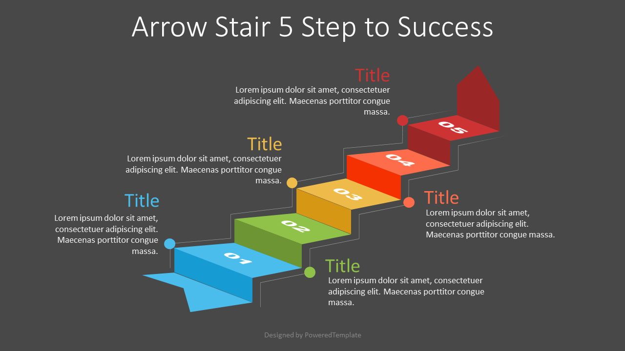 Arrow Stair 5 Step To Success Diagram Free Presentation Template For Google Slides And Powerpoint 07245