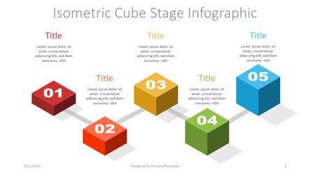 Isometric Cube Stage Infographic, Folie 2, 07386, Ablaufdiagramme — PoweredTemplate.com