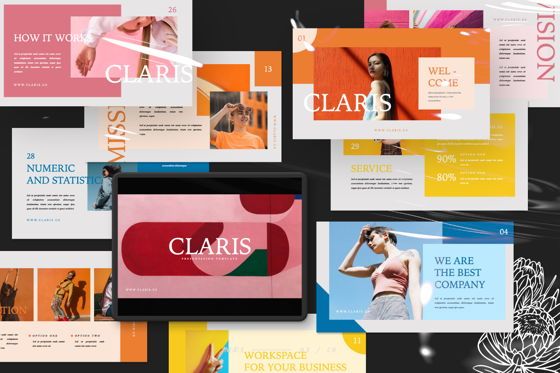 Claris Creative Brand Powerpoint, Modelo do PowerPoint, 07434, Modelos de Apresentação — PoweredTemplate.com