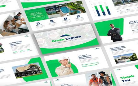 Green Lagoon - Real Estate presentation, 파워 포인트 템플릿, 07609, 단계 도표 — PoweredTemplate.com
