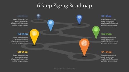 6 Step Zigzag Roadmap, スライド 2, 07721, インフォグラフィック — PoweredTemplate.com
