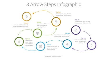 8 Arrow Steps Infographic, スライド 2, 07805, プロセス図 — PoweredTemplate.com