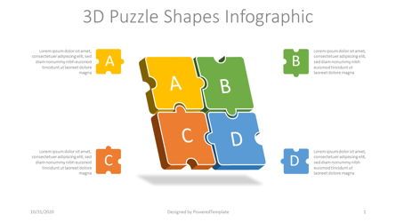 3D Puzzle Shapes Infographic, Gratis Google Presentaties-thema, 07870, Figuren — PoweredTemplate.com