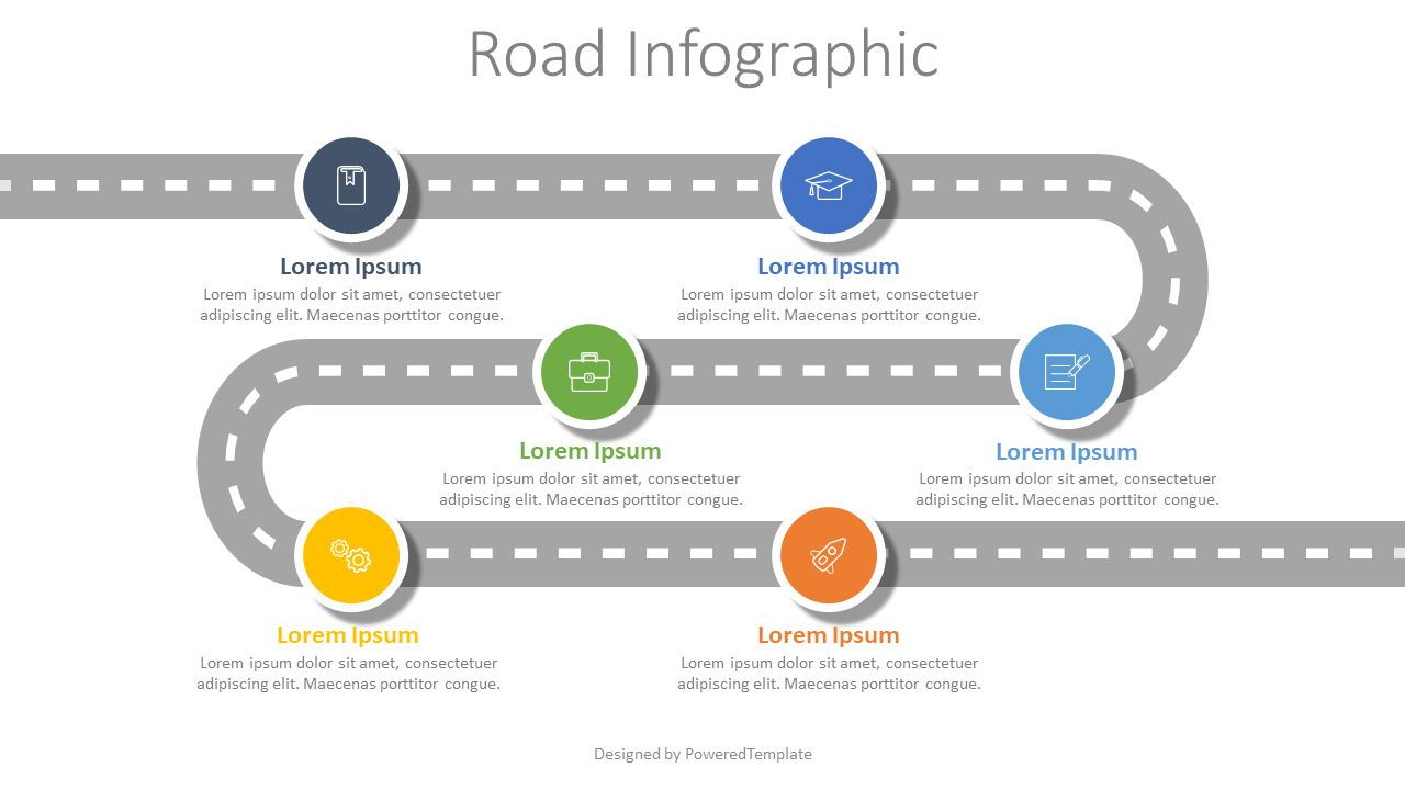 Roadmap with 6 Options Infographic Free Presentation Template for