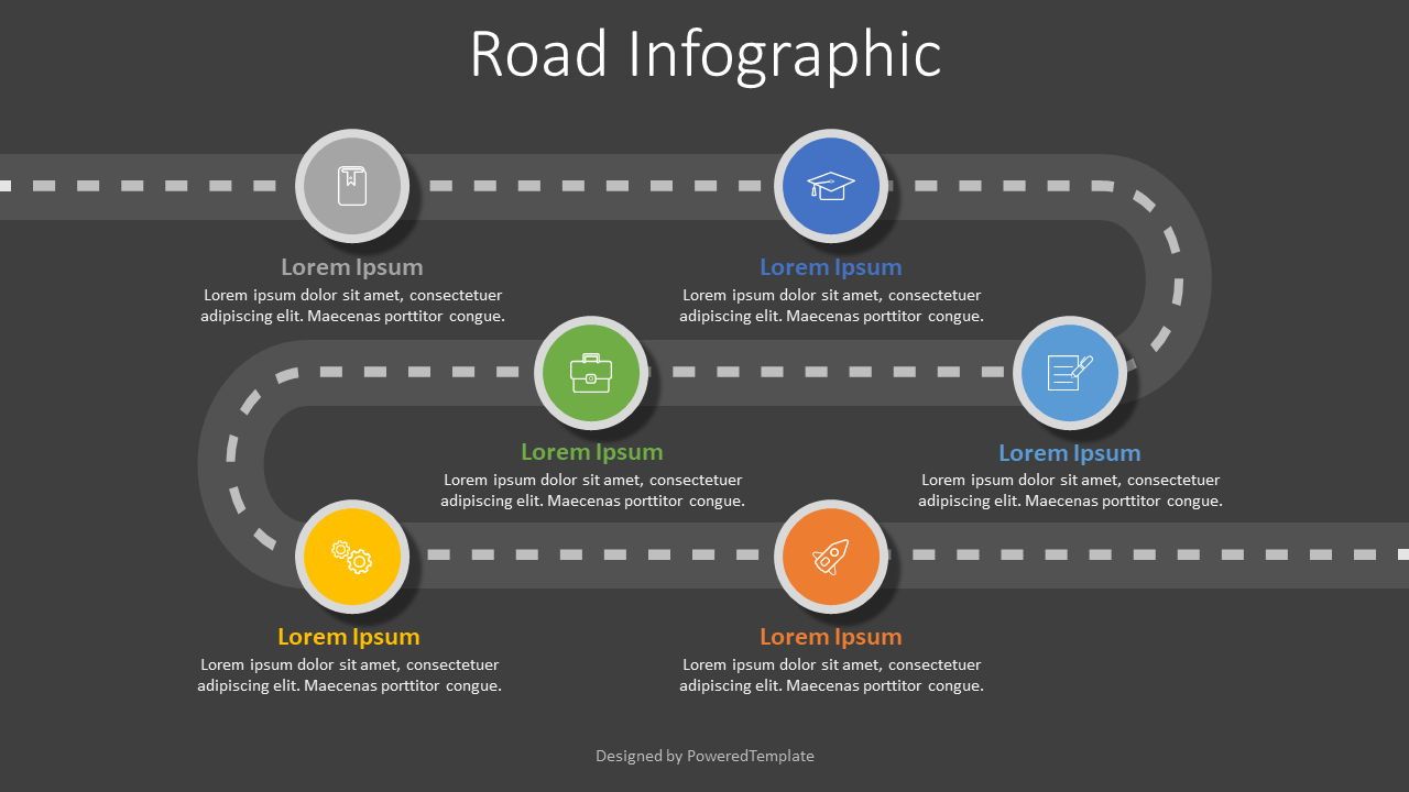 Roadmap with 6 Options Infographic Free Presentation Template for