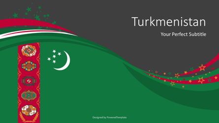 Festive Turkmenistan State Flag, Slide 2, 07884, Modelli Presentazione — PoweredTemplate.com
