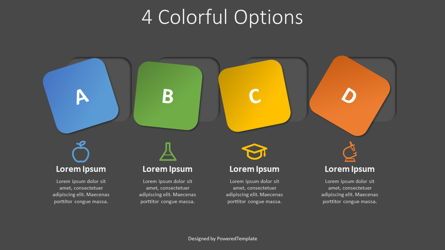 4 Colorful Squares as Options, Kostenlos Google Slides Thema, 07939, Infografiken — PoweredTemplate.com