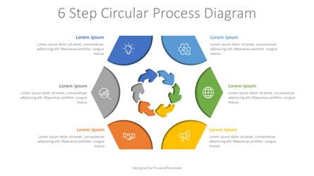 6 Step Circular Process Diagram, Gratuit Modele PowerPoint, 08035, Schémas de procédés — PoweredTemplate.com