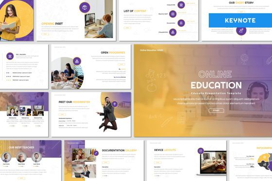 Online Education - Keynote Template, 苹果主题演讲模板, 08058, 演示模板 — PoweredTemplate.com
