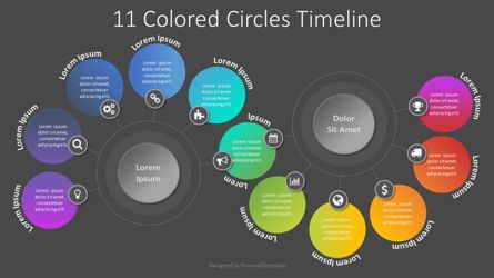 11 Colored Circles Timeline, Gratuit Theme Google Slides, 08061, Schémas de procédés — PoweredTemplate.com